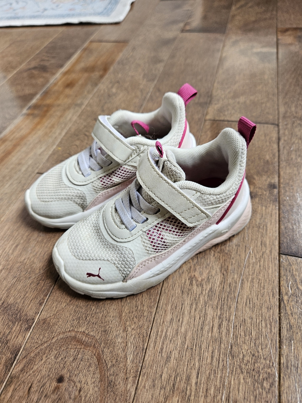 Puma Kids Cream and Pink Athletic Sneakers